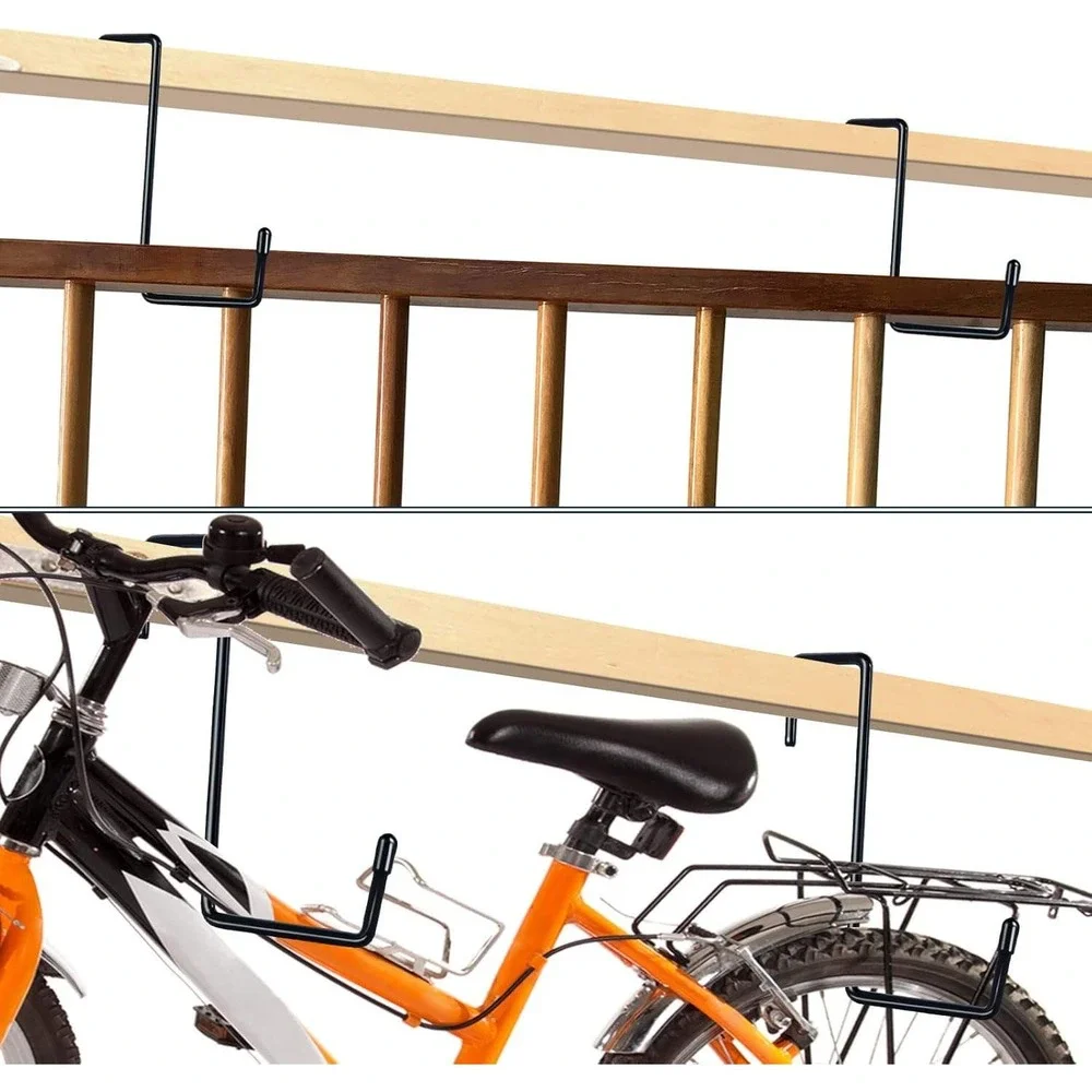 6 Pack Heavy Duty Steel Garage Storage J-Hooks 50lb Capacity Black Rubber Coated